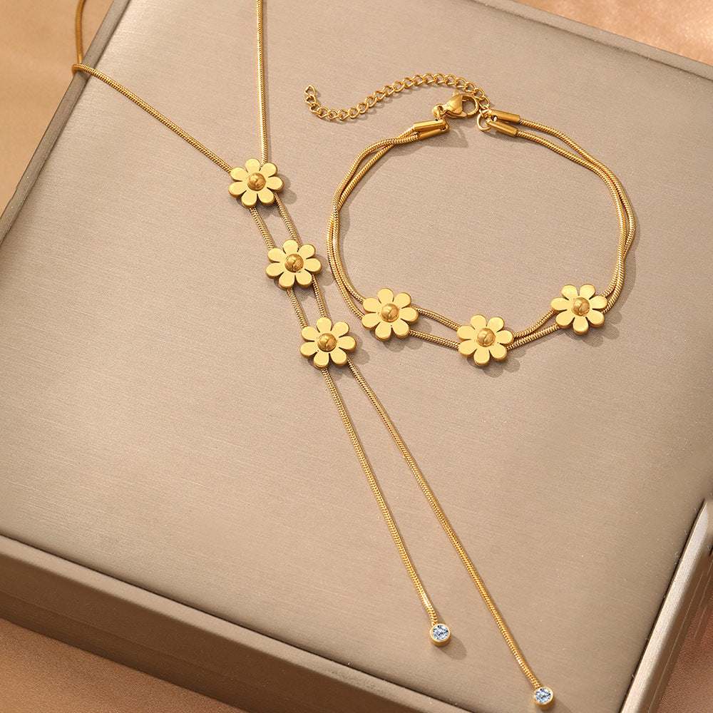 Three-dimensional Lock Snake Necklace Two-piece Set - FASHIONKULTUR