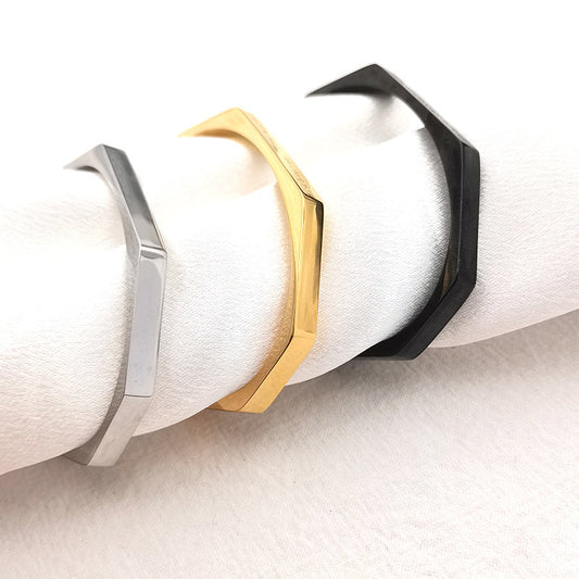 Diamond Hexagonal Smooth Opening Bracelet - FASHIONKULTUR