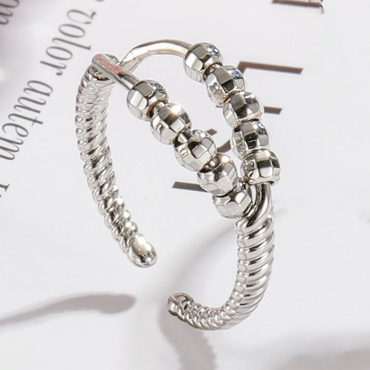 Rotating Ring Simple Vintage Two Layer Cross - FASHIONKULTUR