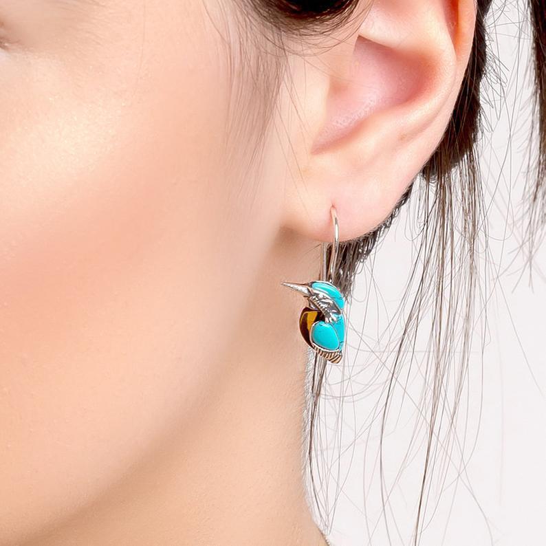 Vintage Turquoise Sen Simple Earrings Necklace - FASHIONKULTUR