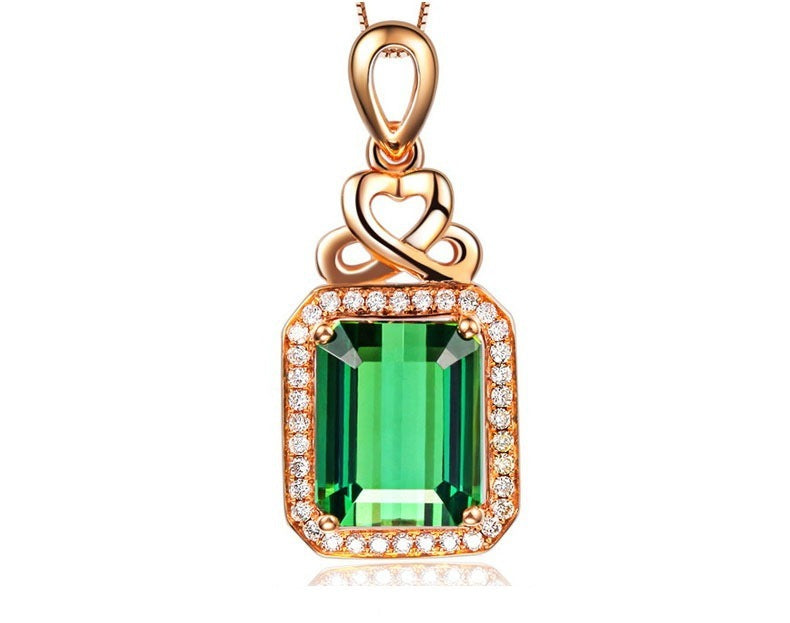 Emerald Pendant Silver Plated 18k Rose Gold - FASHIONKULTUR