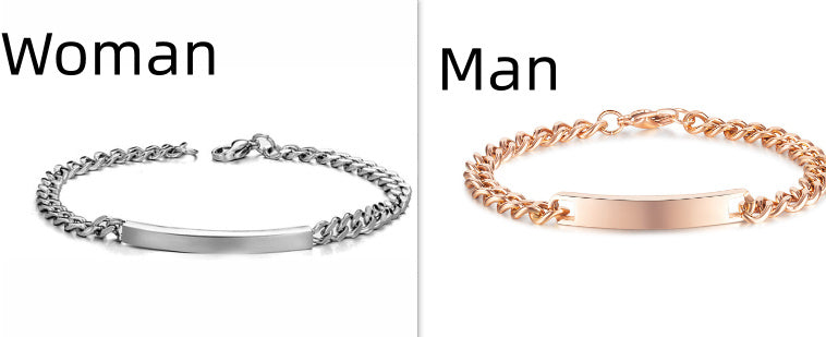 Titanium Steel Curved Plate Rose Gold Plated Men's And Women's Bracelet Bracelet - FASHIONKULTUR