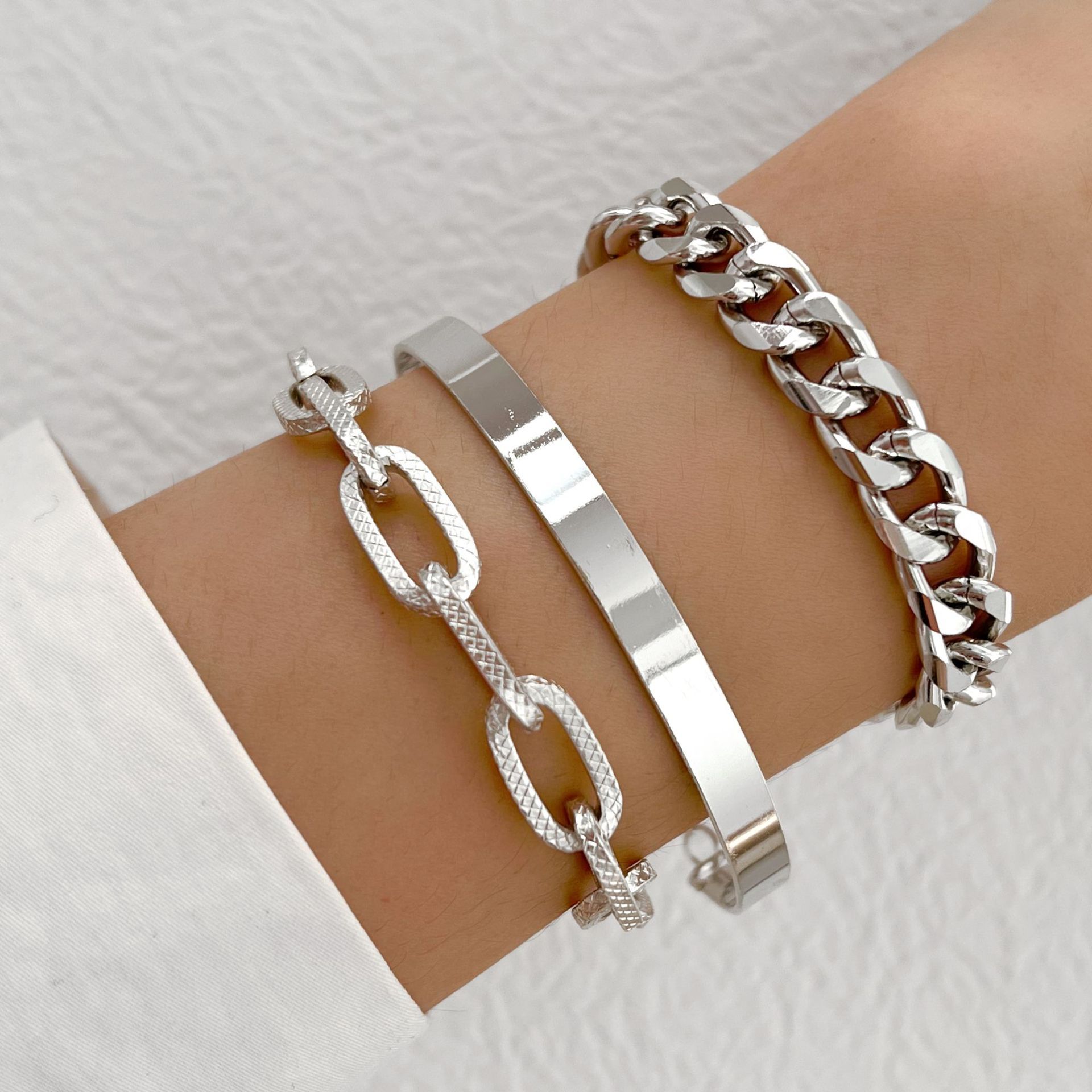 Punk Flat Snake Bones Chain Multi-layer Thick Straps Bracelet Suit - FASHIONKULTUR