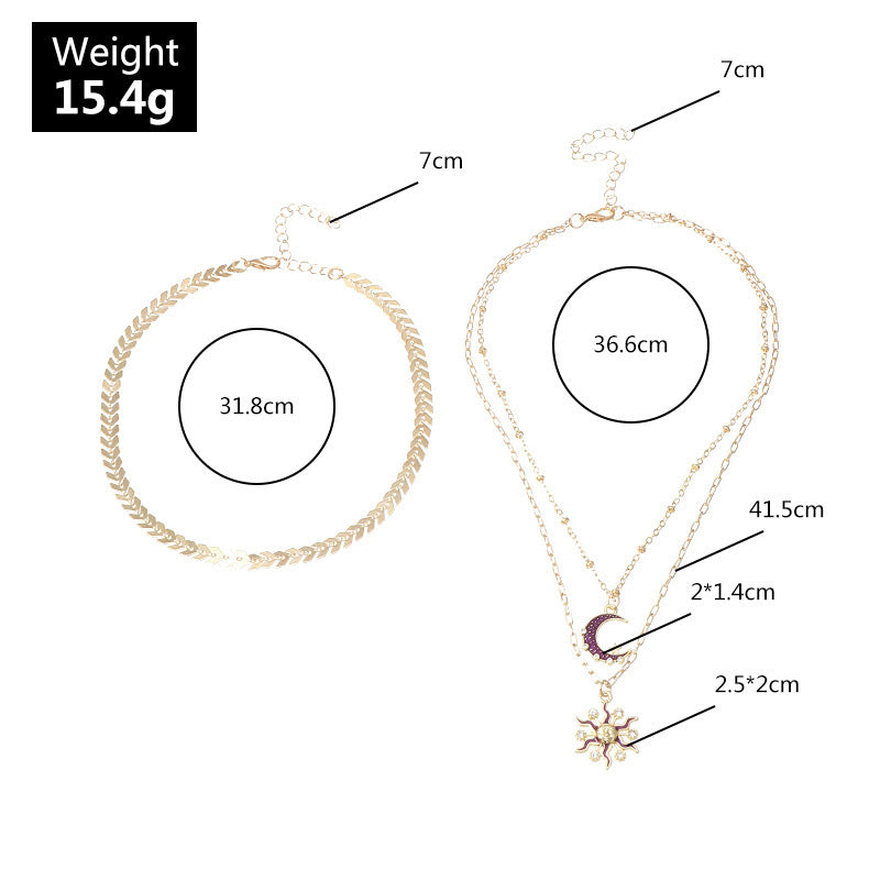 Frosty Wind Leaf Metal Micropaved Zircon Sun Necklace - FASHIONKULTUR