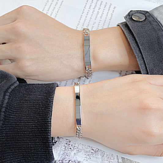 Titanium Steel Curved Plate Rose Gold Plated Men's And Women's Bracelet Bracelet - FASHIONKULTUR