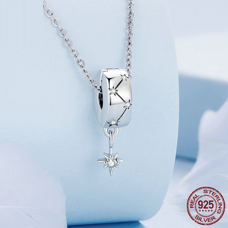 S925 Silver Star Explosive Circular Clasp Star Zircon Pendant - FASHIONKULTUR