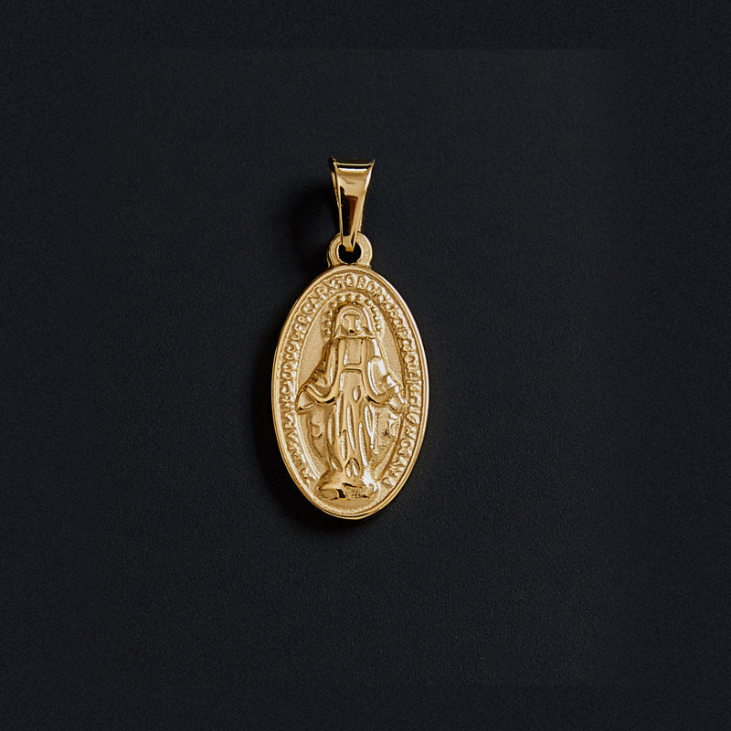 Portrait Coin Cross Peach Heart Angel Retro Pendant - FASHIONKULTUR