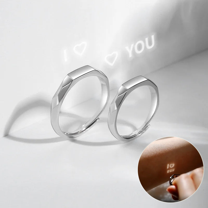 S925 Sterling Silver Rings By Light Reflect Show Surprise Love Pattern Surface Hidden New Jewelry Romantic Party Gift Wedding Engagement - FASHIONKULTUR