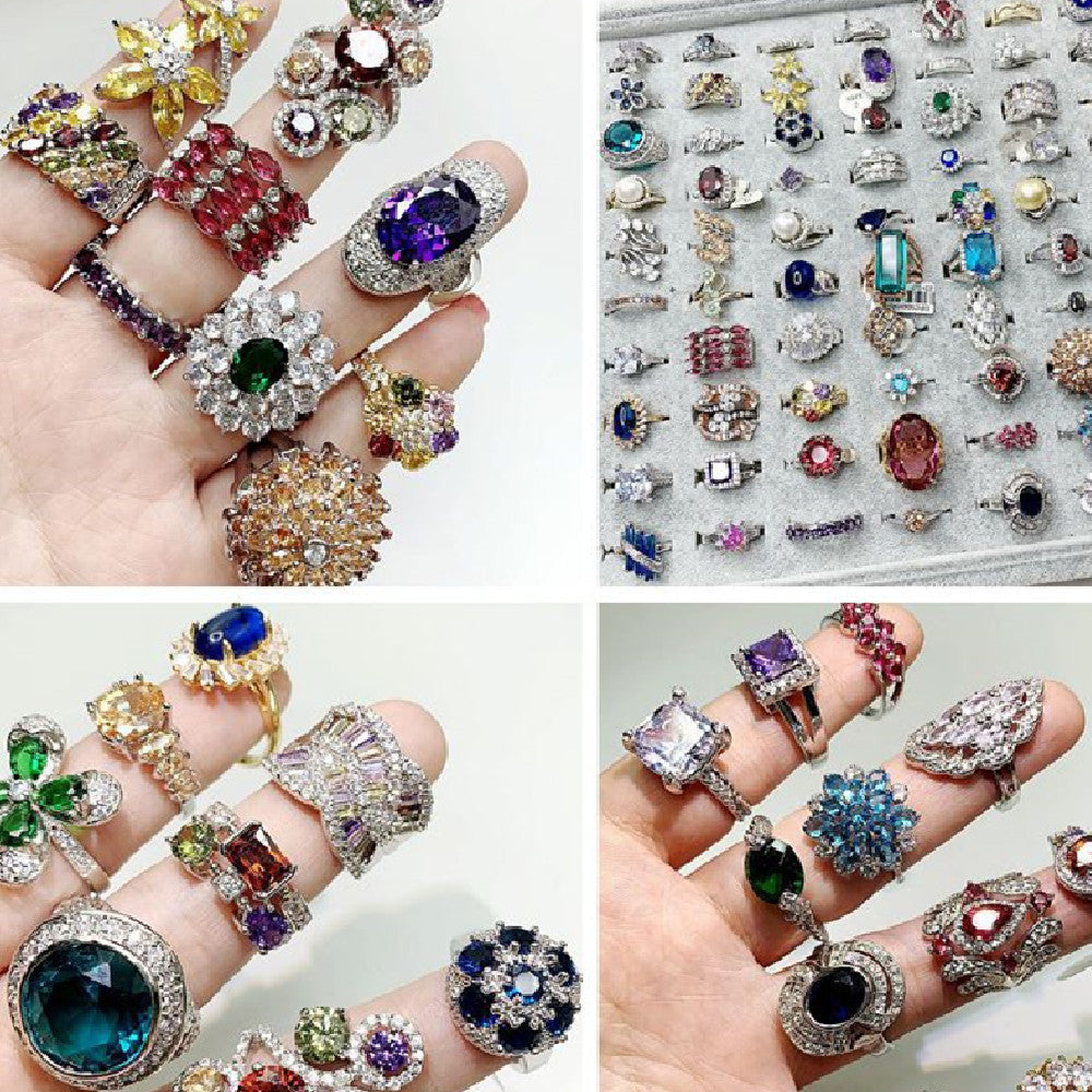 European And American Jewelry Exaggerated Fashion Micro-set Gem Ring - FASHIONKULTUR