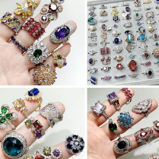 European And American Jewelry Exaggerated Fashion Micro-set Gem Ring - FASHIONKULTUR