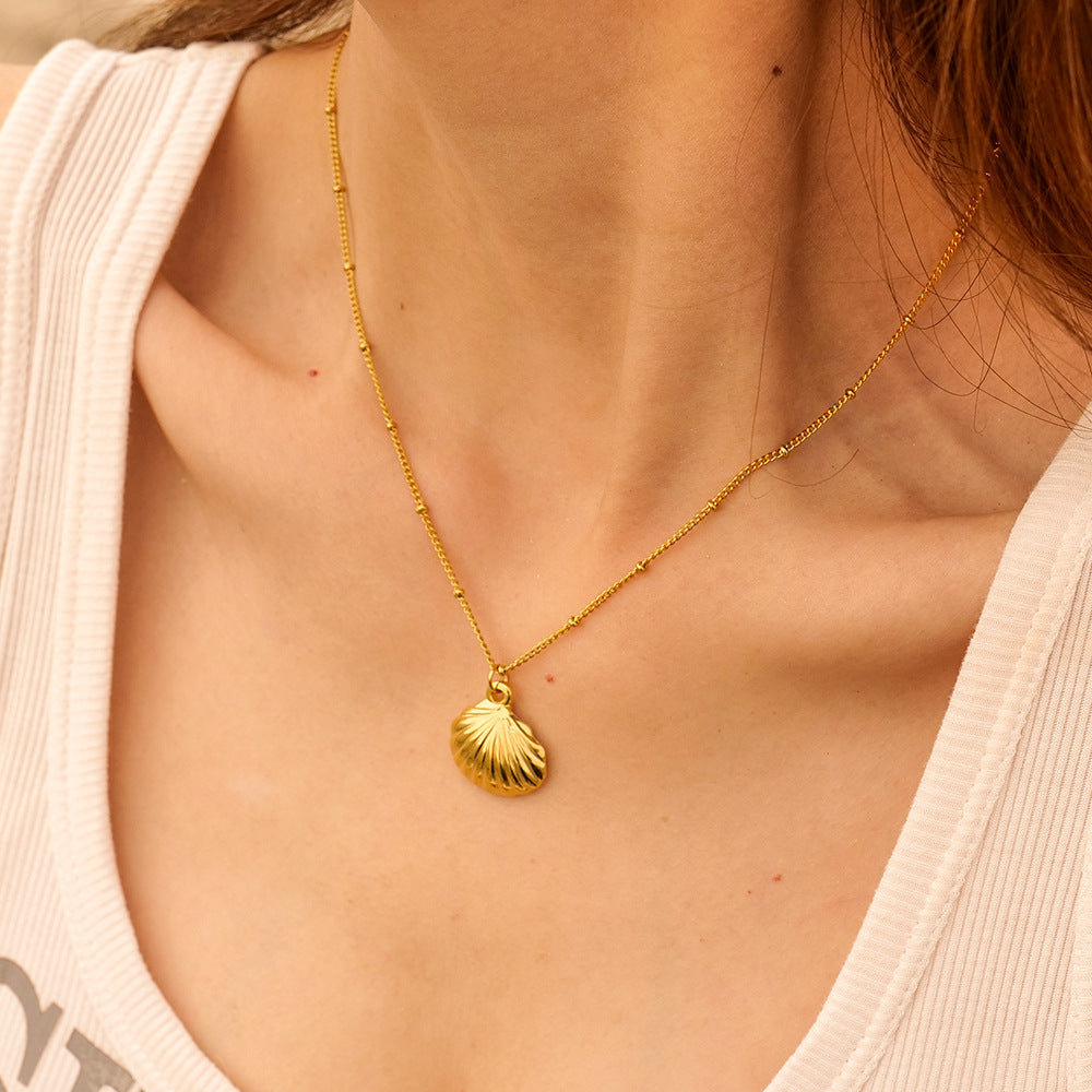 Special-interest Design Women's 18K Gold Stainless Steel Shell Necklace - FASHIONKULTUR