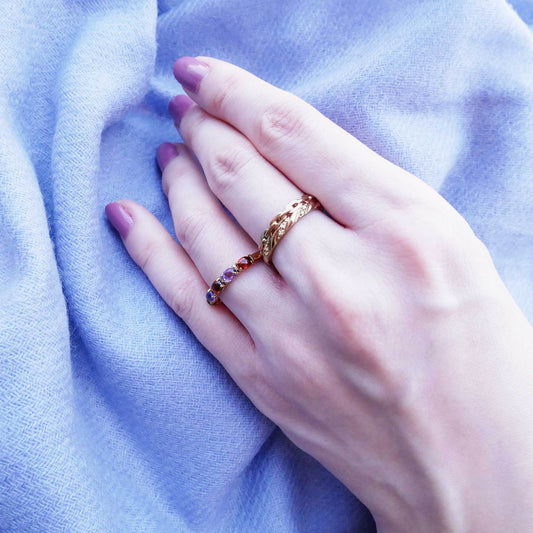Natural Citrine Amethyst Three-Piece Ring - FASHIONKULTUR