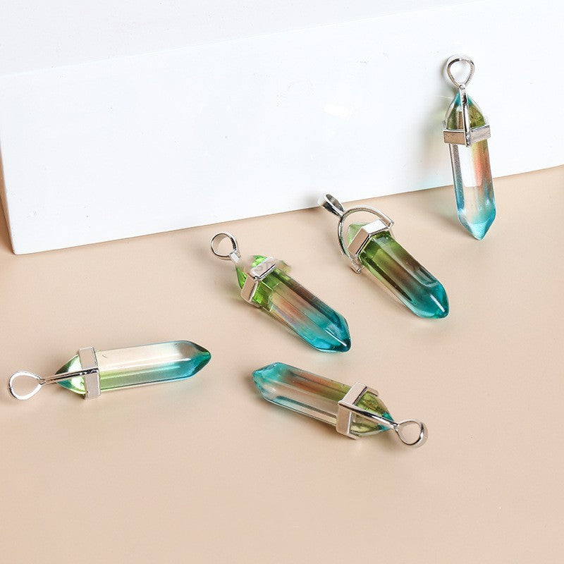 Multicolor Glass Hexagonal Column Pendant - FASHIONKULTUR