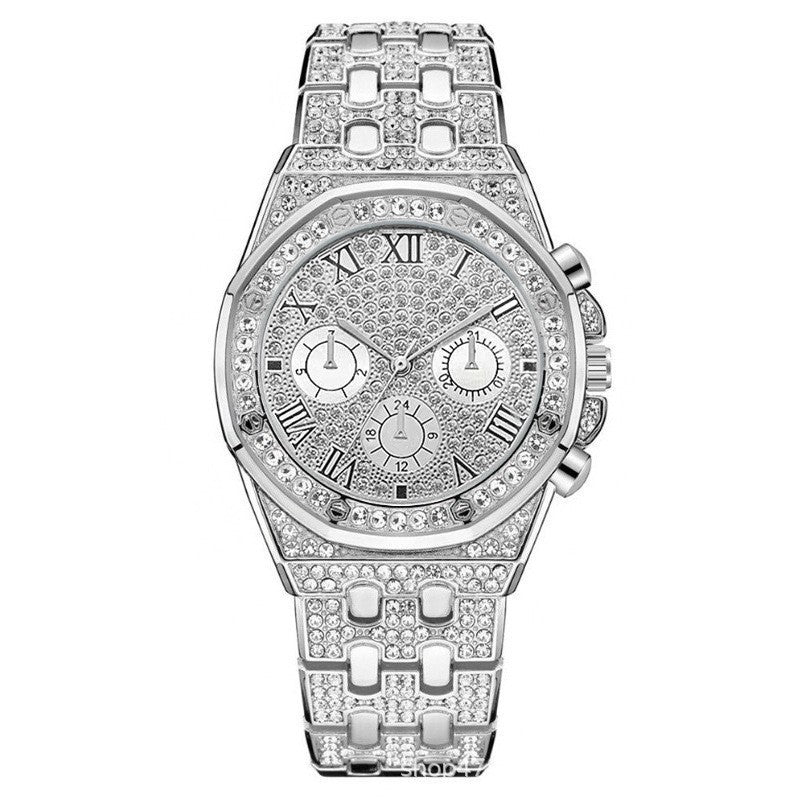 Watch Men's Diamond Large Dial Quartz Watch - FASHIONKULTUR