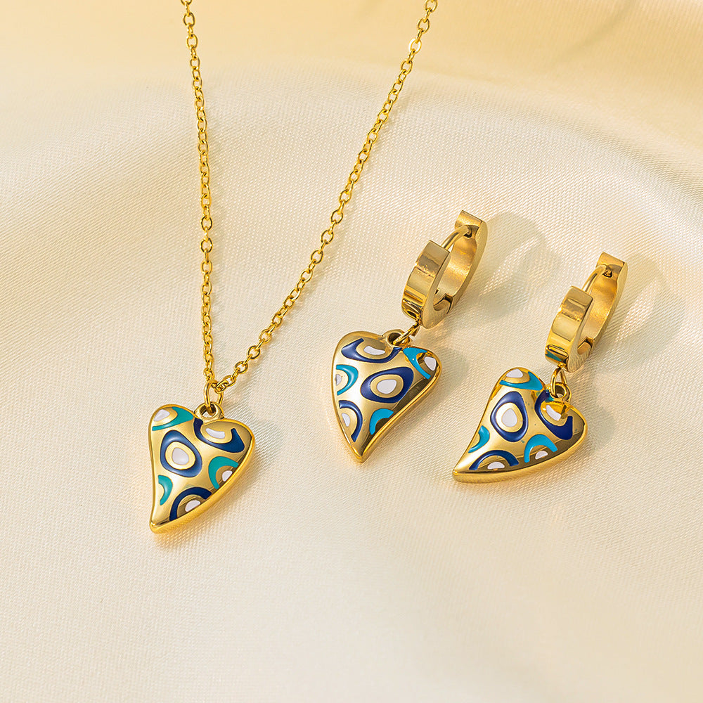 Stainless Steel Necklace Earrings Women's Jewelry Suit - FASHIONKULTUR