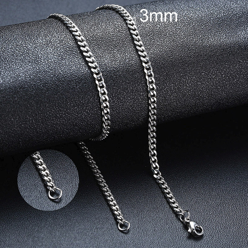 Stainless Steel Necklace Six-sided Grinding Cuban Link Chain Personality Simple Sweater Chain - FASHIONKULTUR