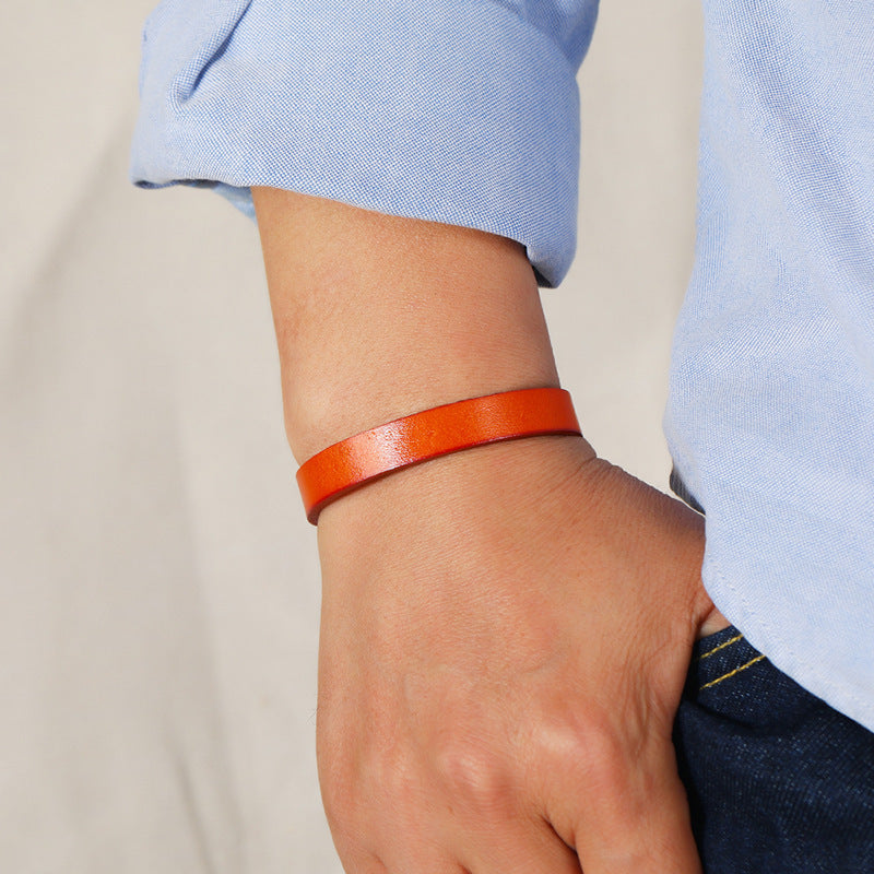 Simple Retro Multi-color Adjustable Cattle Leather Bracelet - FASHIONKULTUR