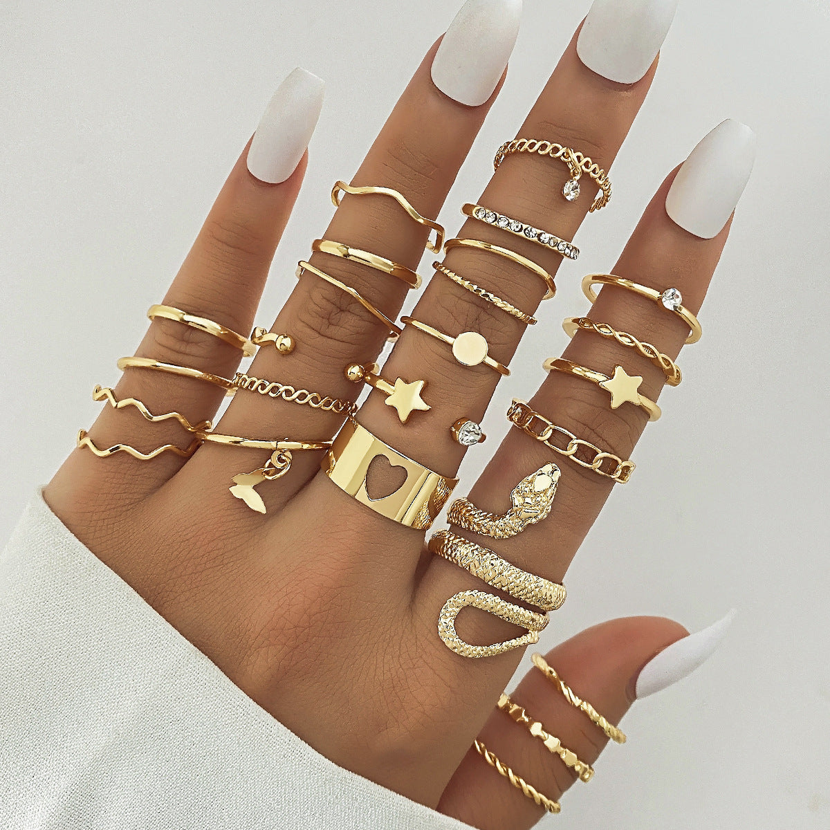 Ring Female Niche Senior Knuckle Ring 23 Pieces Suit - FASHIONKULTUR
