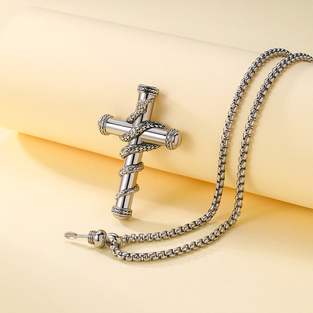 18k Gold Detachable Cross Snake Necklace Fashion Personality Clavicle Chain Necklace For Valentine's Day Loved Memorial Jewelry - FASHIONKULTUR
