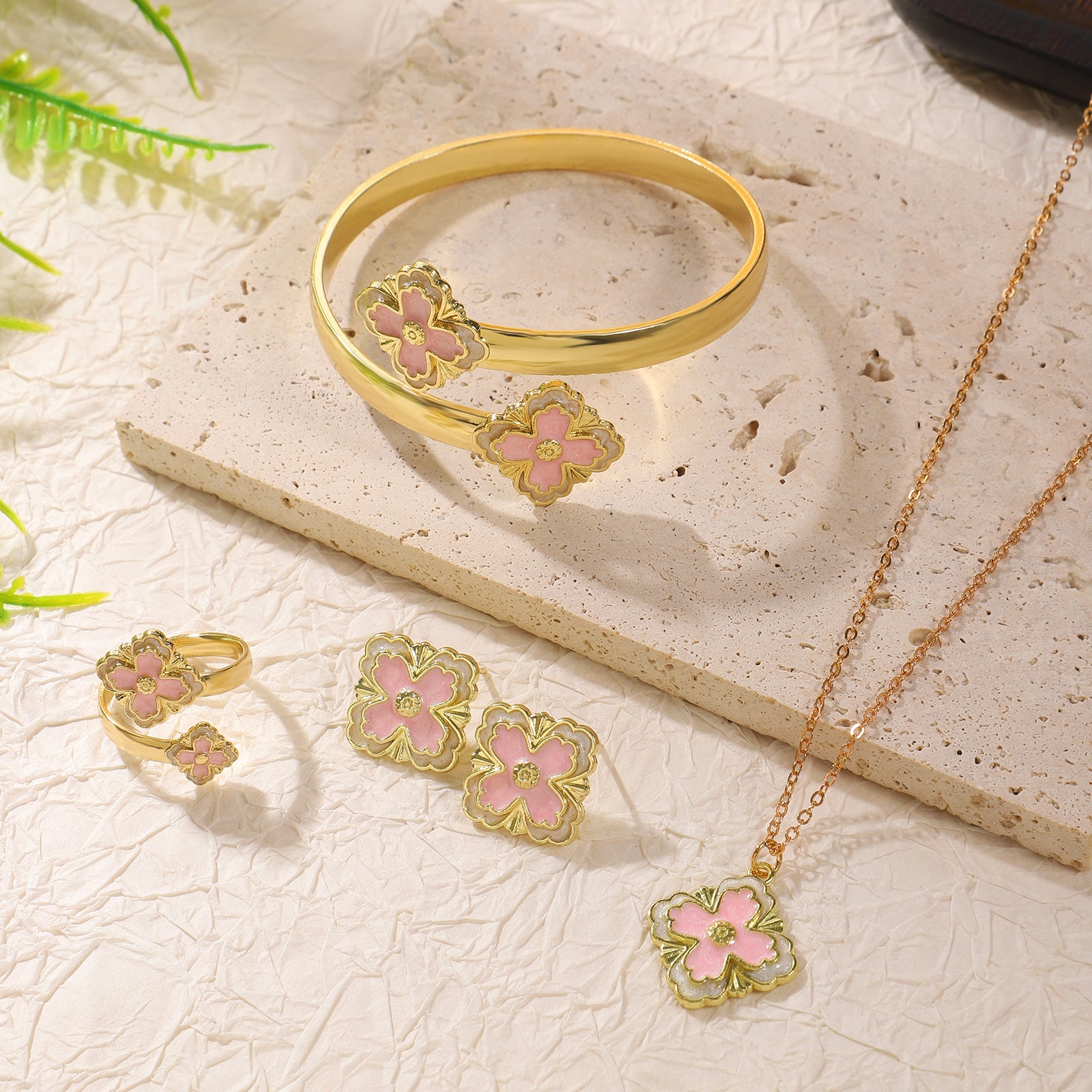 Clover Bracelet Earring Set - FASHIONKULTUR