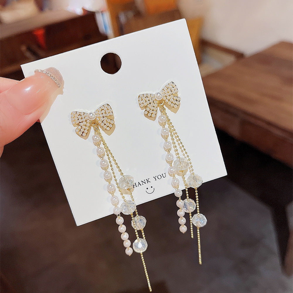 Sterling Silver Needle Light Luxury Pearl Earrings Graceful Personality - FASHIONKULTUR