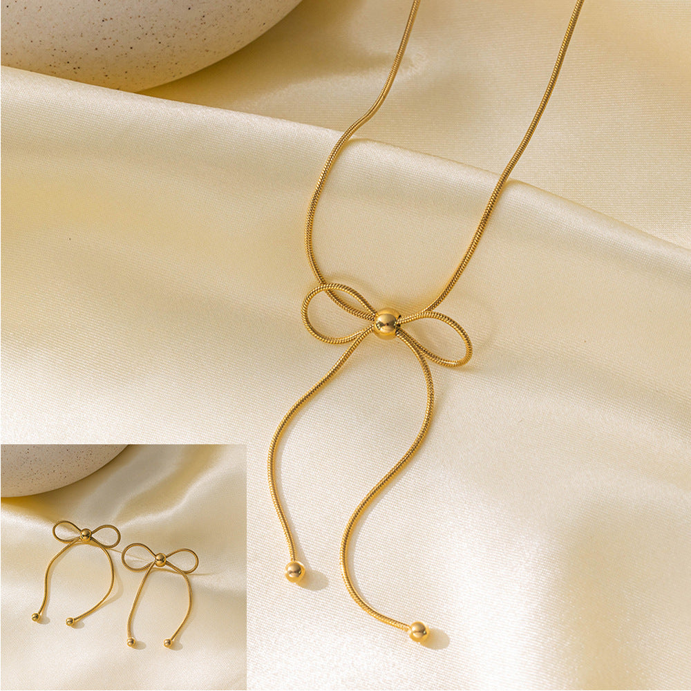Stainless Steel Necklace Earrings Women's Jewelry Suit - FASHIONKULTUR