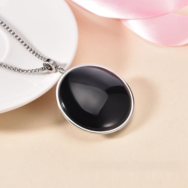 New Chinese Style Silver Round Hollow Crystal Stylish Trendy Titanium Steel Necklace Pendant Female Accessories - FASHIONKULTUR