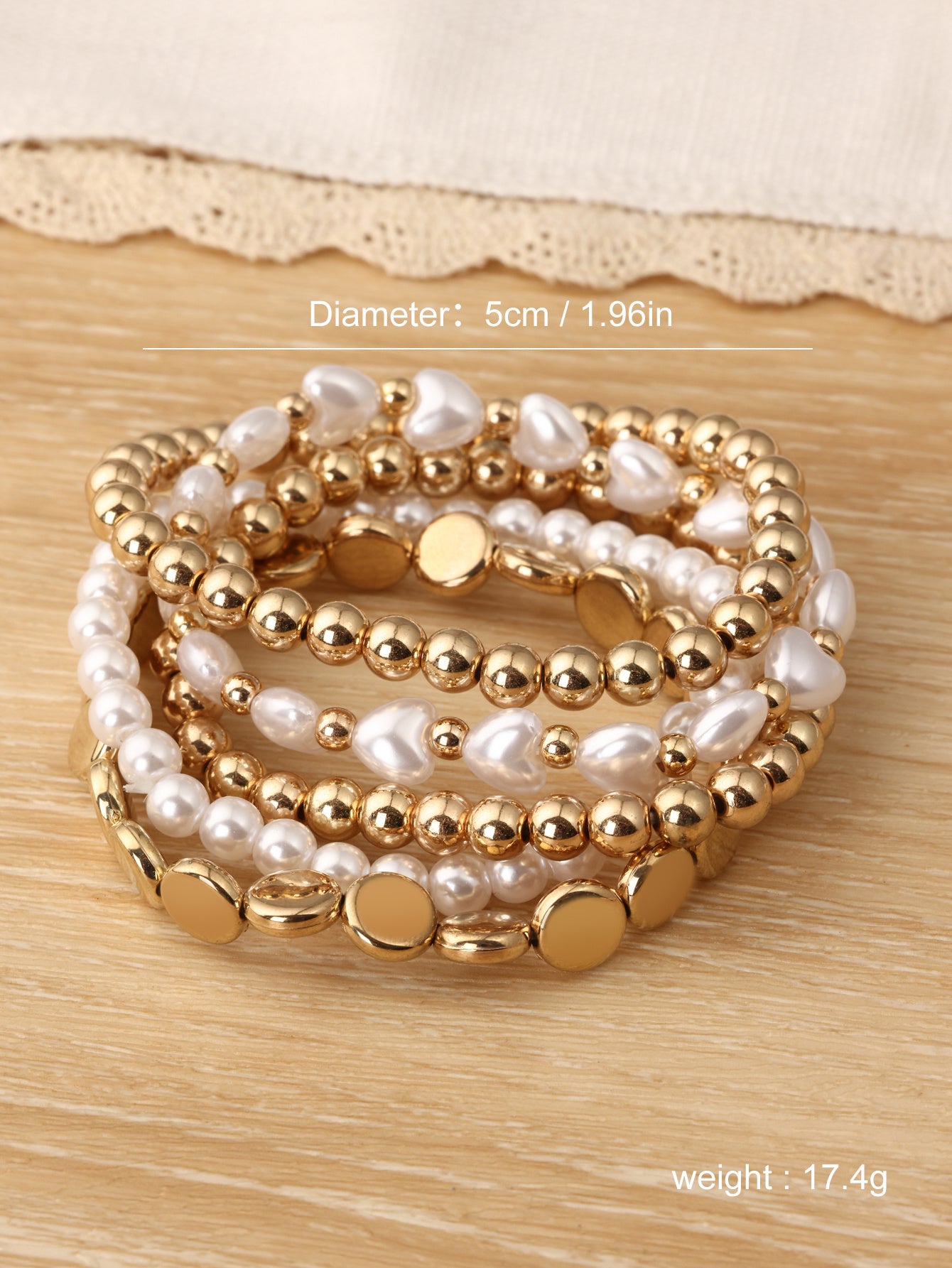 Minimalist And Niche Design Pearl Bracelet Set, Personalized And Trendy CCB Bead Multi-layer Bracelet Accessory - FASHIONKULTUR