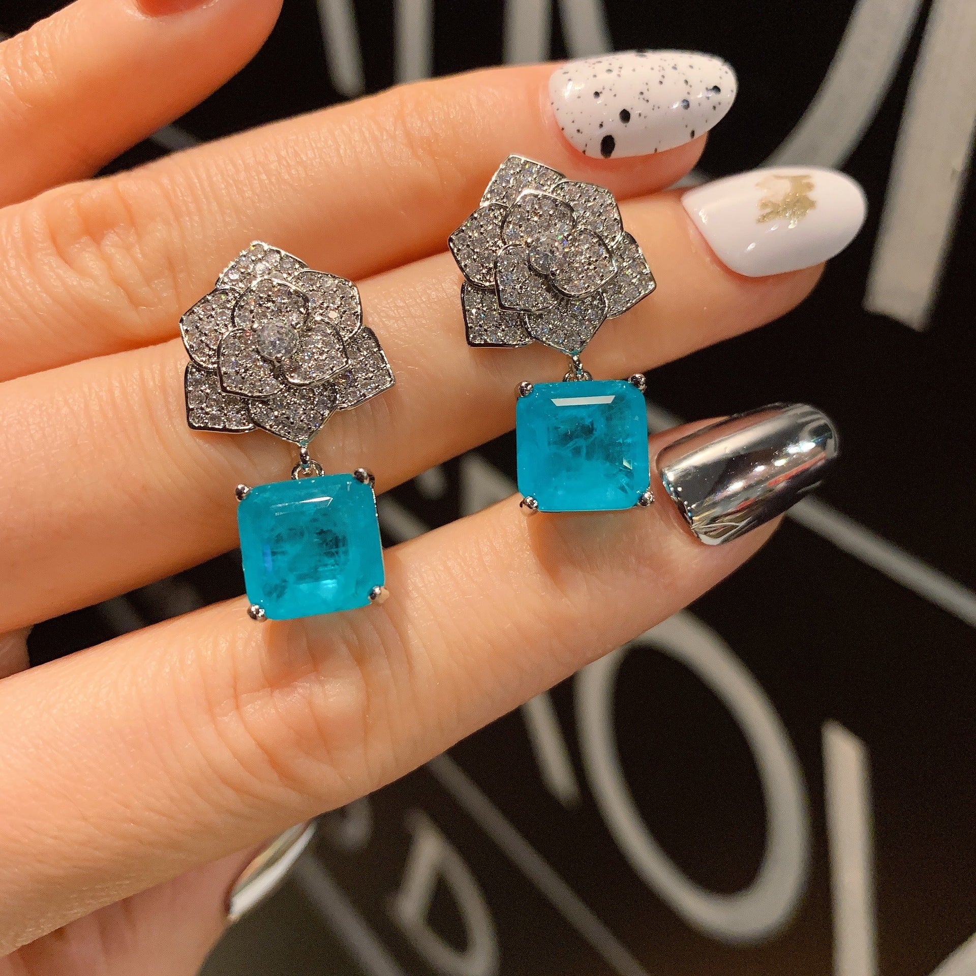 Paraiba Ring Necklace Stud Earrings Jewelry Set - FASHIONKULTUR