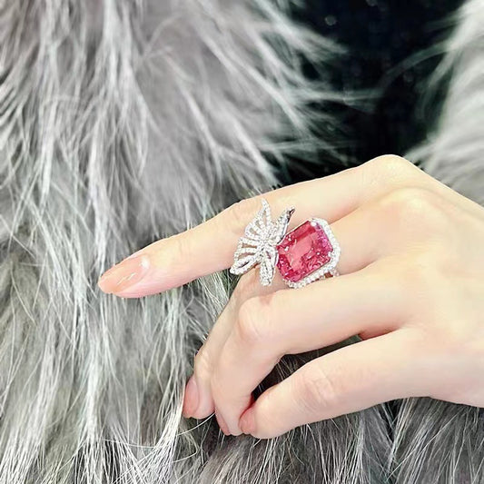Women's Cool Pink Diamond Butterfly Ring - FASHIONKULTUR