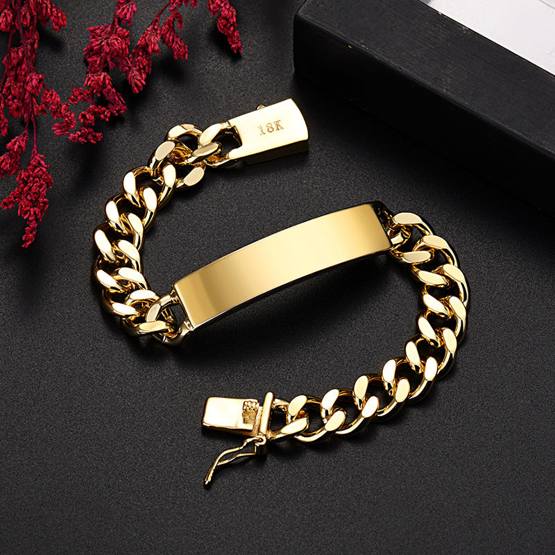 Color-preserving Plated 18K Real Gold 10MM Men's And Women's Bracelet - FASHIONKULTUR
