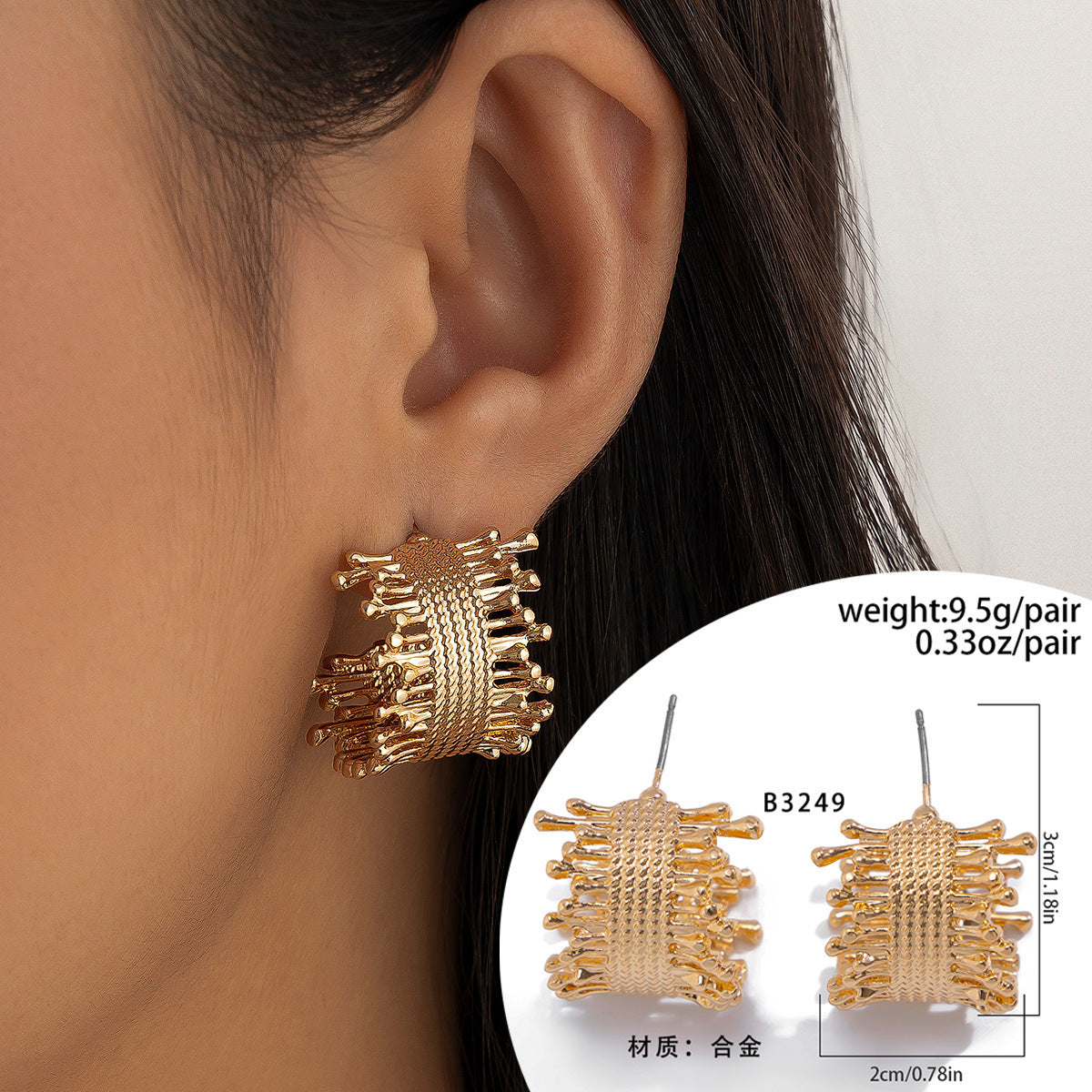 Niche Design Half Ring Stud Earrings Simple - FASHIONKULTUR