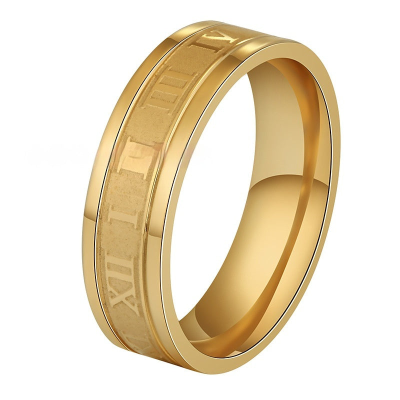 Stainless Steel Straight Edge Roman Digital Ring - FASHIONKULTUR