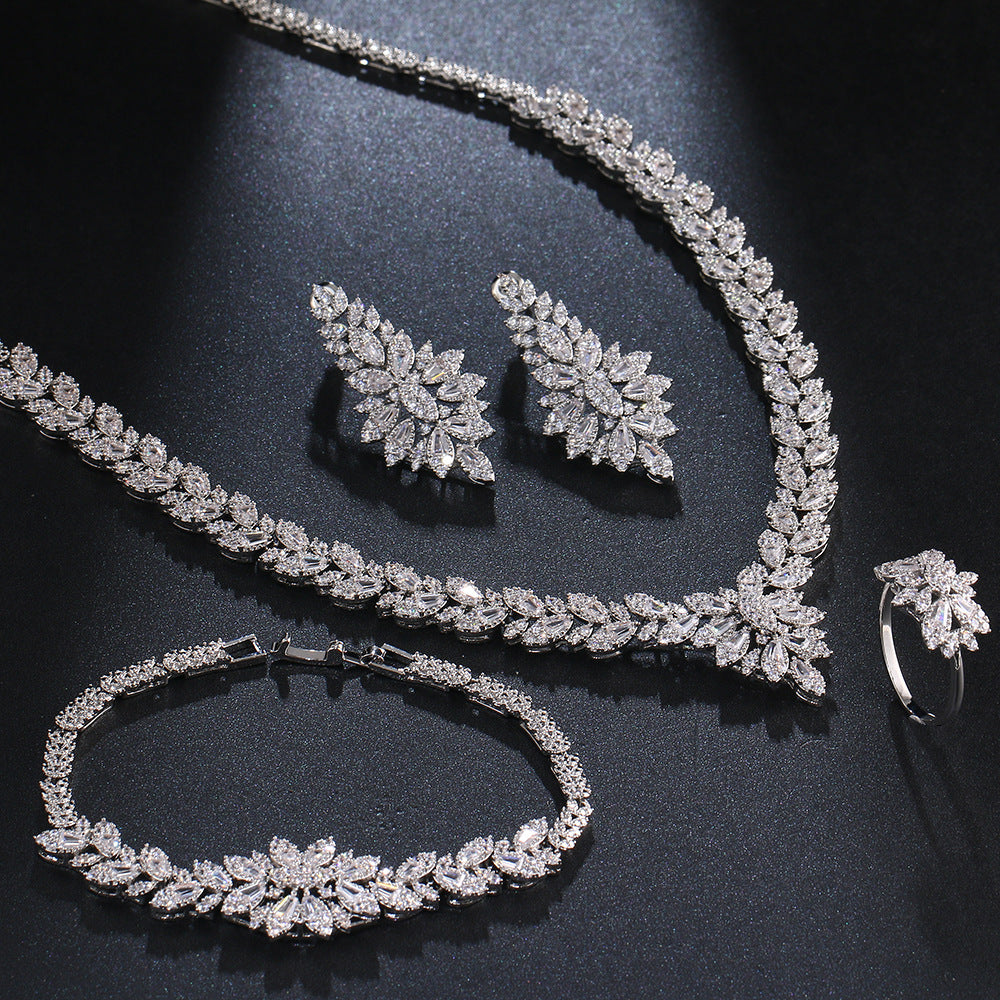 Zircon Bridal Tassel Jewelry Earring Set - FASHIONKULTUR