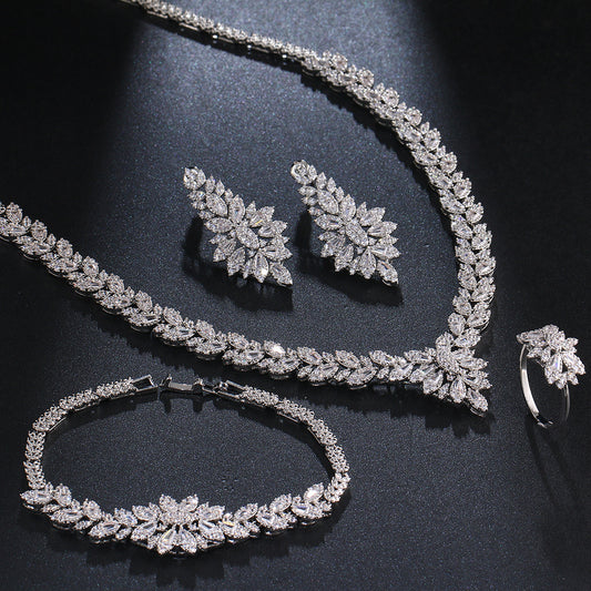 Zircon Bridal Tassel Jewelry Earring Set - FASHIONKULTUR