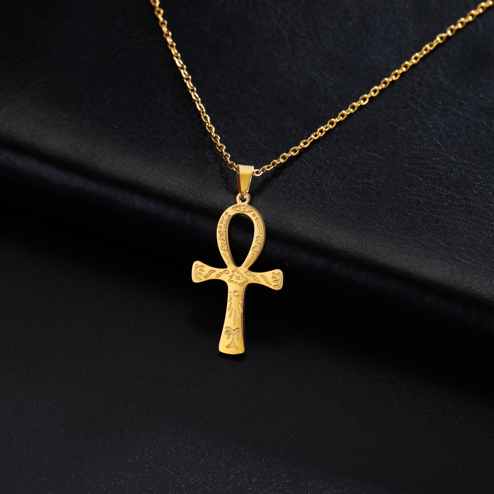 Fashion Simple Trend One-piece Delivery Personalized Corrosion Rune Cross Pendant Stainless Steel Necklace - FASHIONKULTUR