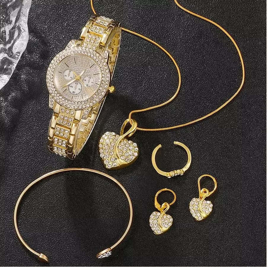 Full Diamond Bracelet Watch Suit Women's Quartz Watch - FASHIONKULTUR