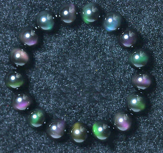Rainbow Purple Green Eye Obsidian Bracelet - FASHIONKULTUR