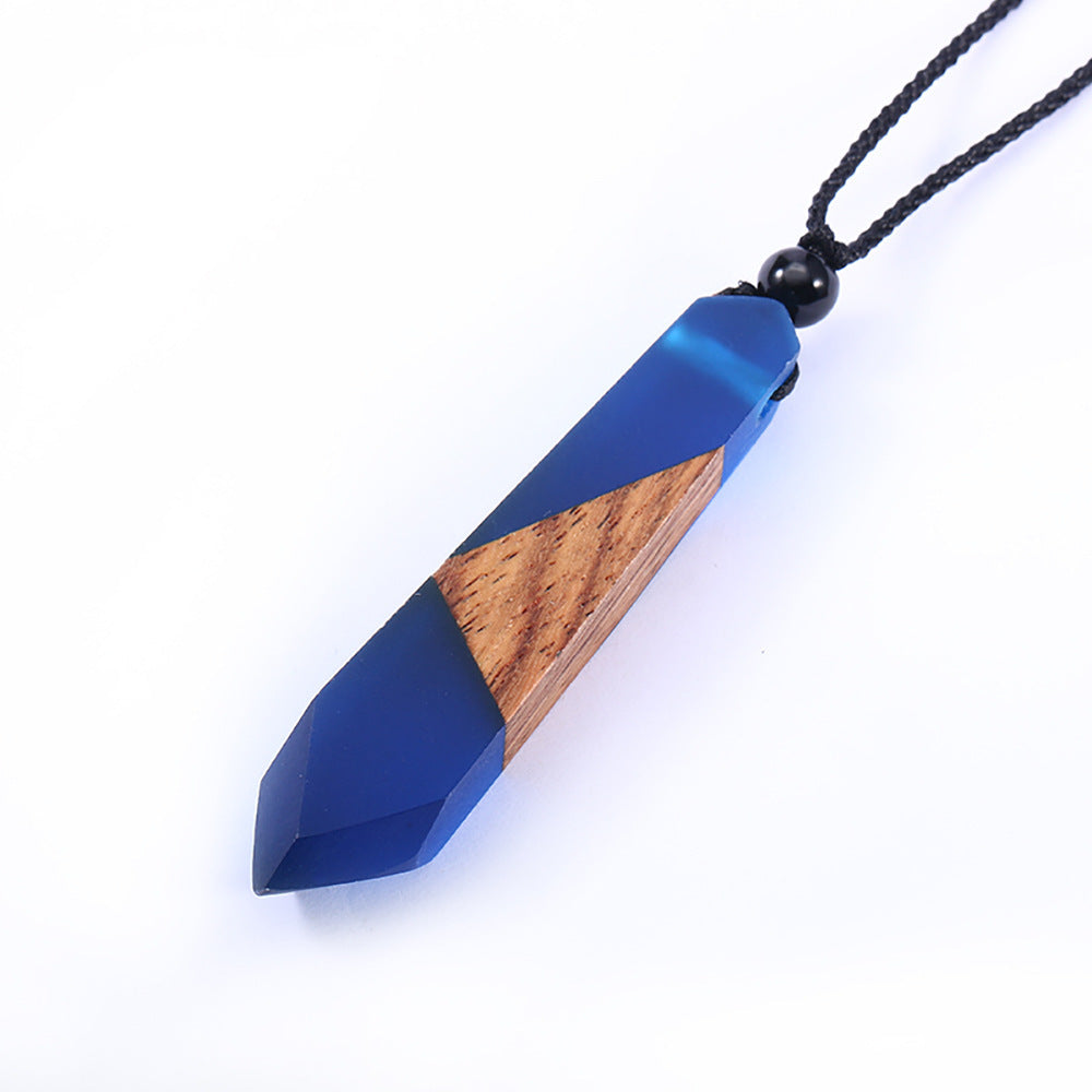 Vintage wood resin necklace pendant - FASHIONKULTUR