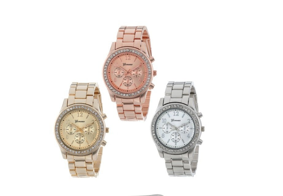 Diamond bracelet watch stainless steel belt watch Geneva alloy watch - FASHIONKULTUR