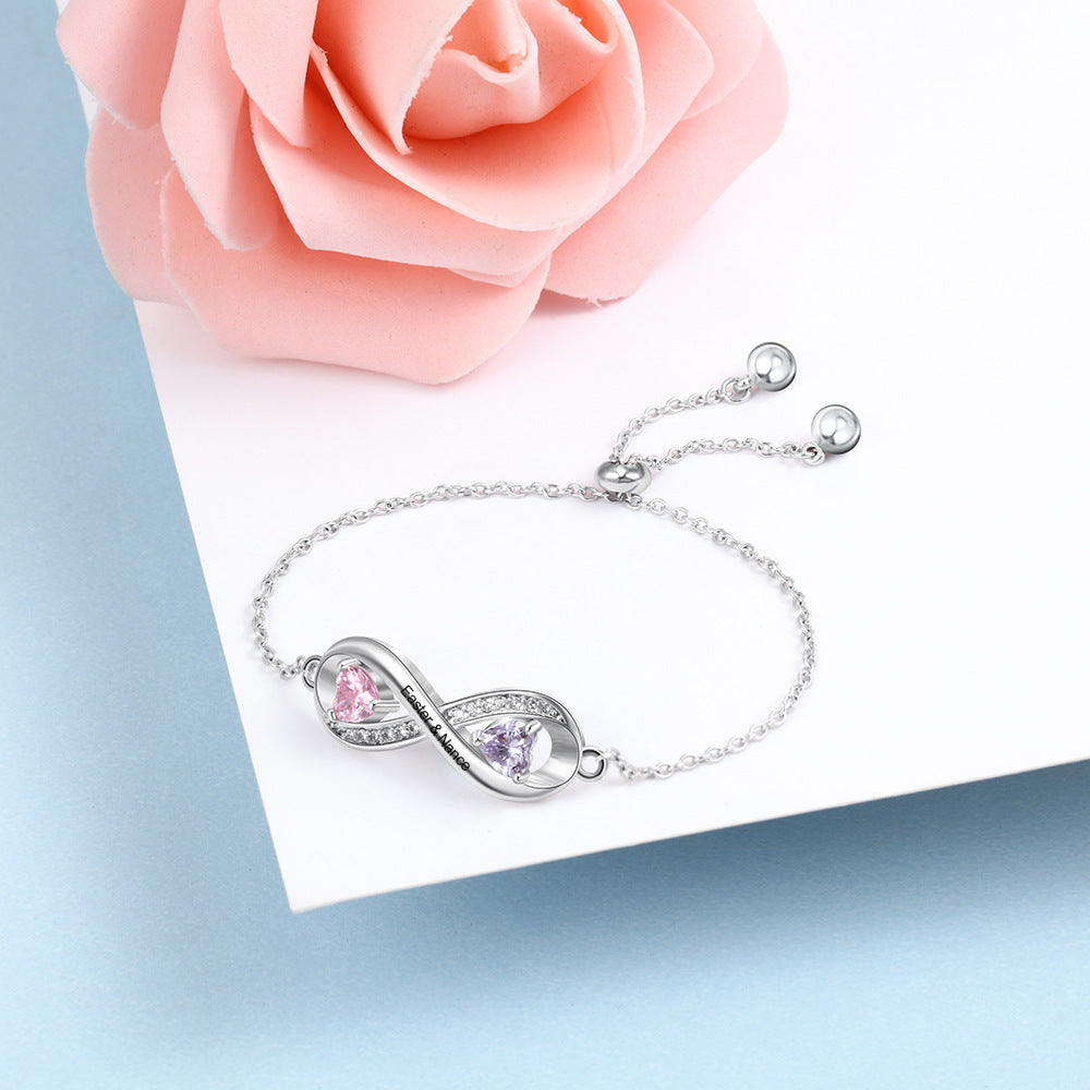 Personalized Carving Name Bracelet Birthstone - FASHIONKULTUR
