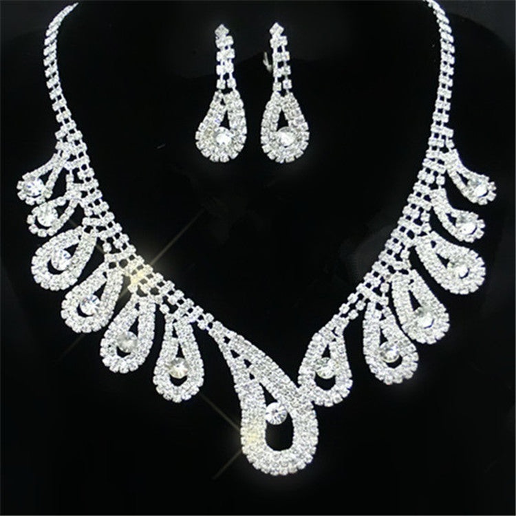 The New All-match Bride Bride Wedding Accessories Wholesale Diamond Suit Set Big Chain Necklace Set Wholesale - FASHIONKULTUR