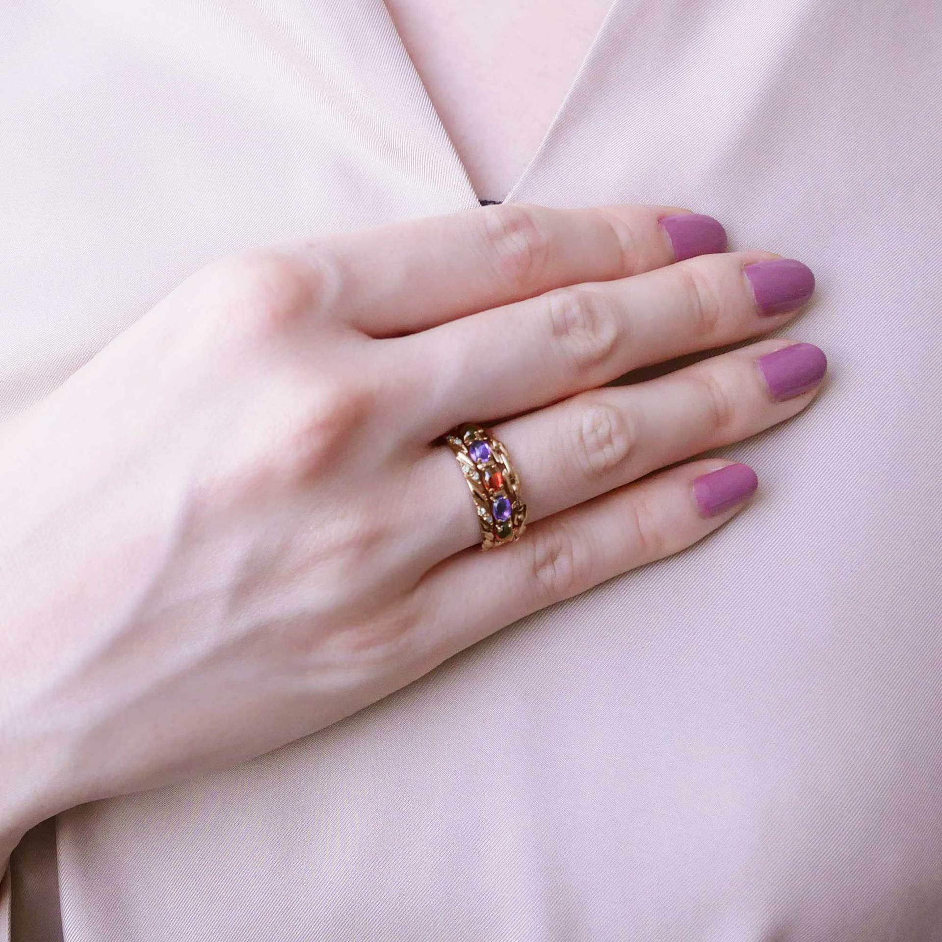 Natural Citrine Amethyst Three-Piece Ring - FASHIONKULTUR