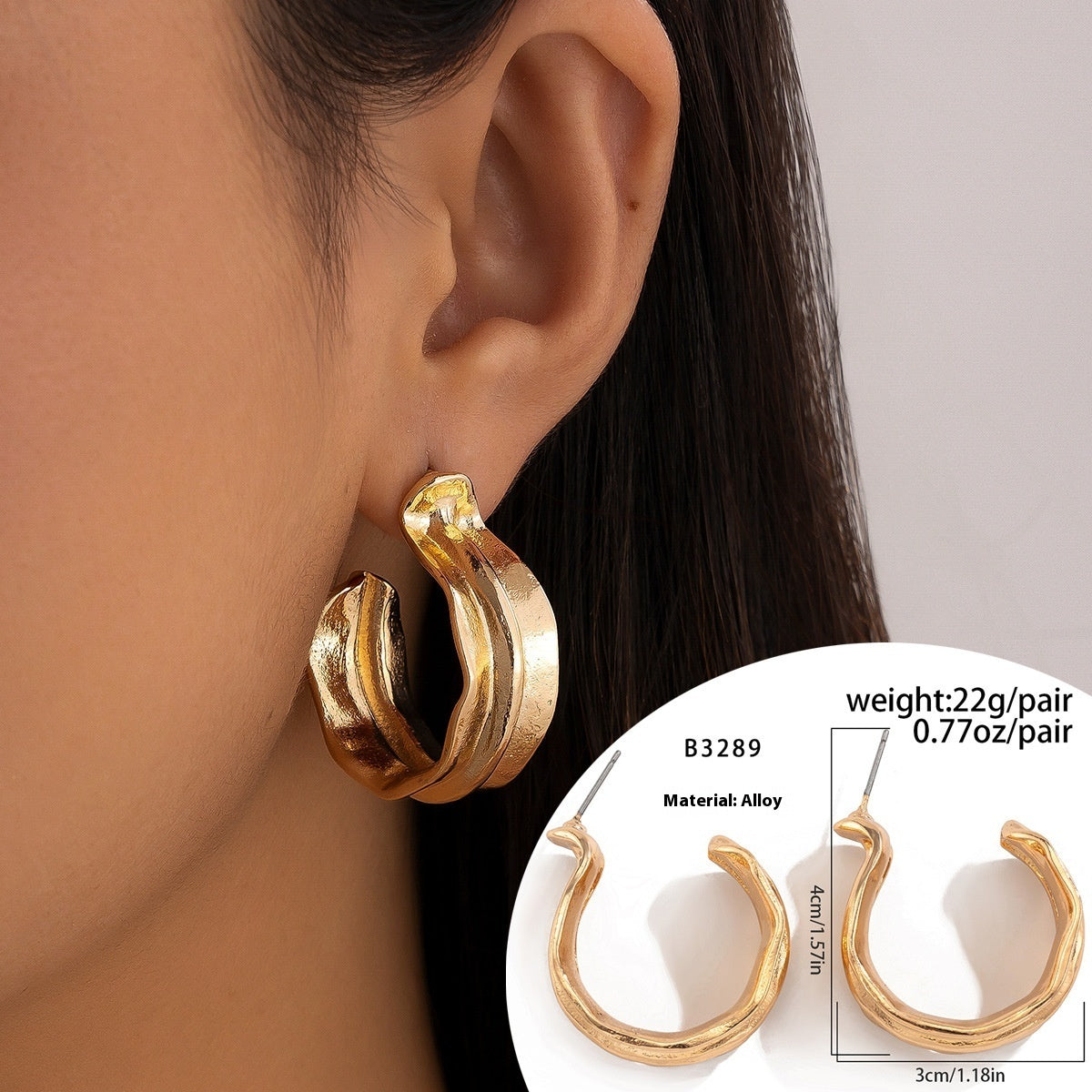Niche Design Half Ring Stud Earrings Simple - FASHIONKULTUR