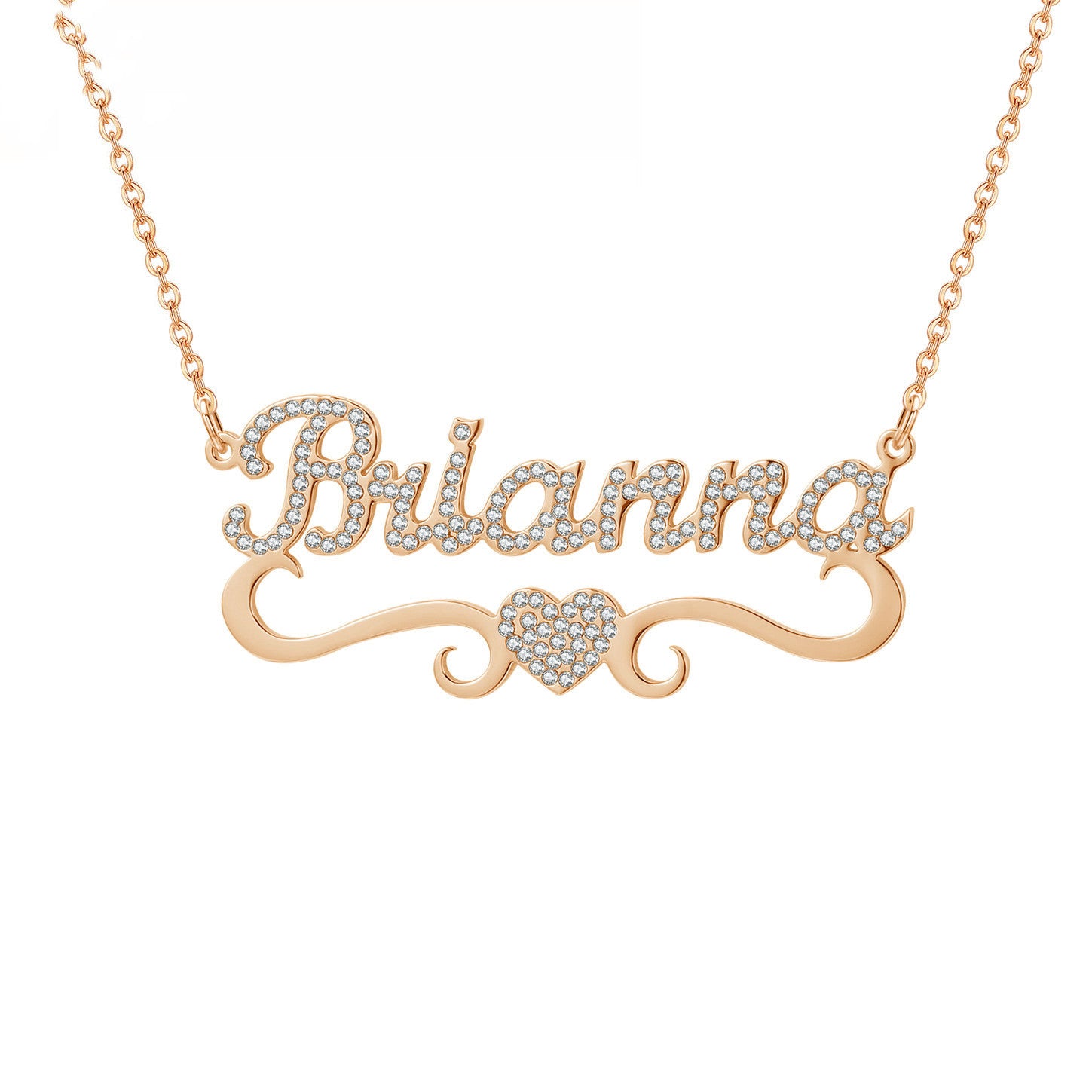 Personalized Heart Iced Out Name Necklace Butterfly Pendants - FASHIONKULTUR