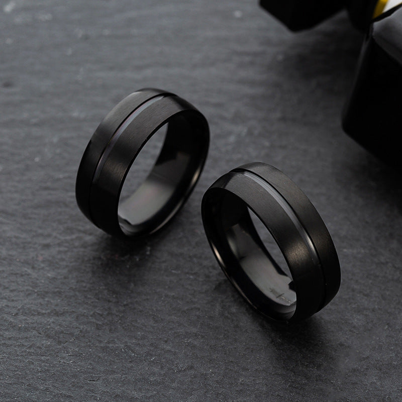 Black titanium steel ring - FASHIONKULTUR