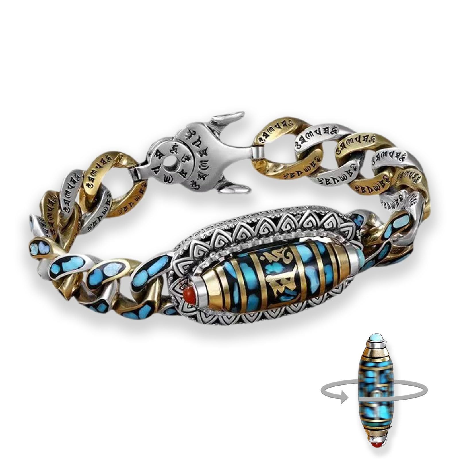Fashion Jewelry New Men's Bracelet Personality Retro Transfer Rotating Nine Eye Pearl Bracelets High-end Gift - FASHIONKULTUR