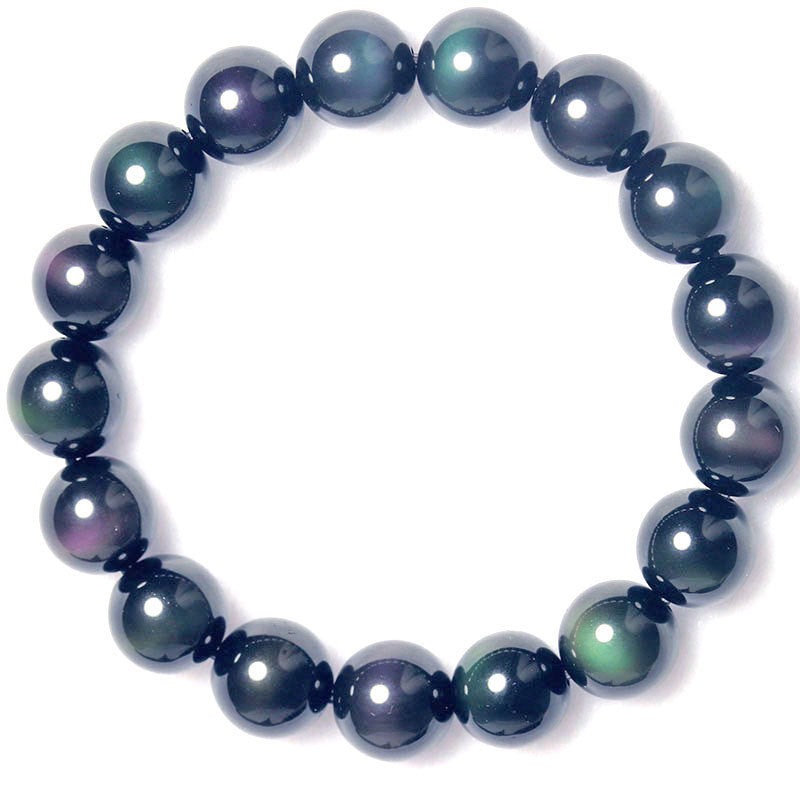 Rainbow Purple Green Eye Obsidian Bracelet - FASHIONKULTUR