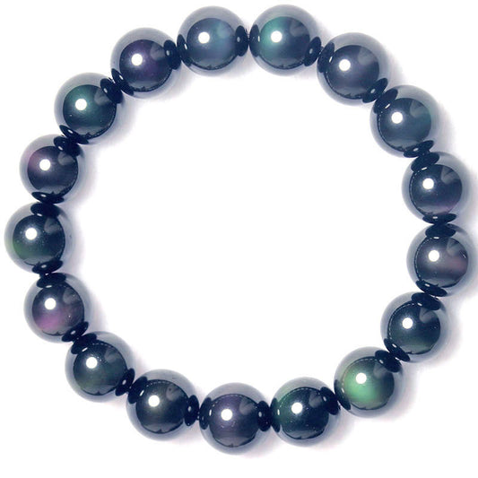Rainbow Purple Green Eye Obsidian Bracelet - FASHIONKULTUR