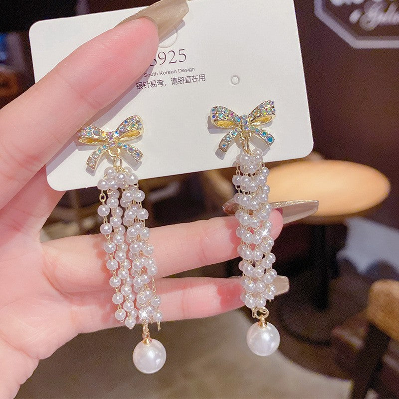 Sterling Silver Needle Light Luxury Pearl Earrings Graceful Personality - FASHIONKULTUR